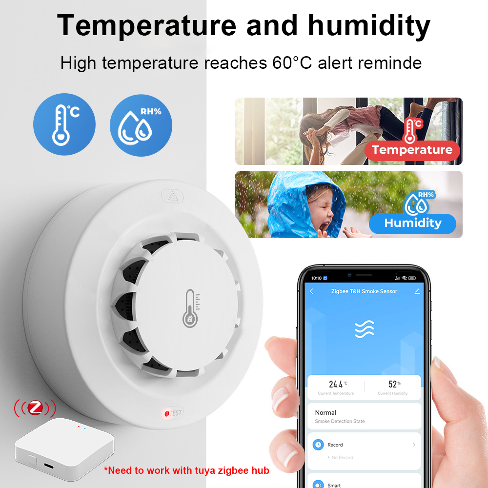 Tuya Zigbee BT Two Connection  - đánh giá và giá Smoke Detector Interconnected