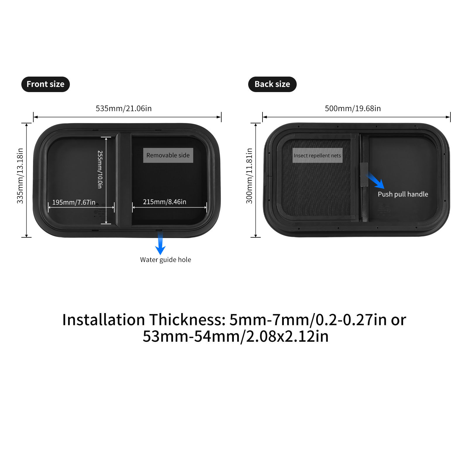 500x300mm RV Push Pull Window  - đánh giá và giá Window Lock Bar